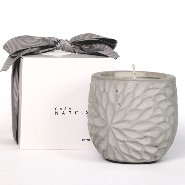 Vela decorativa y aromatica de cera de soya con fragancia exclusiva amigable con el medio ambiente