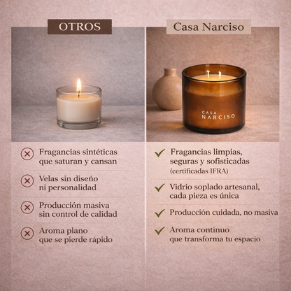 Vela aromática en vidrio soplado- Legendary Woods