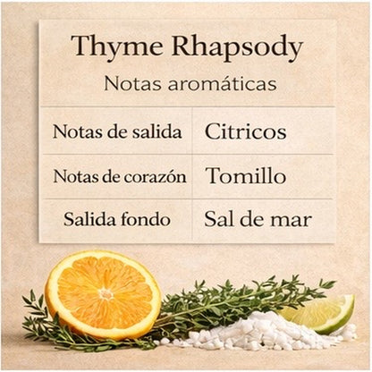 Vela aromática en vidrio soplado- Thyme Rhapsody