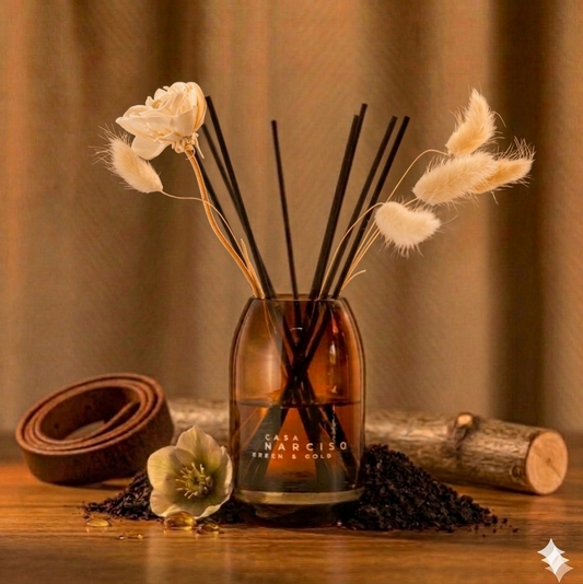 Difusor de vidrio soplado- Smoky Leather