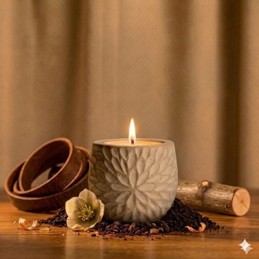 Vela aromática en concreto- Smoky Leather