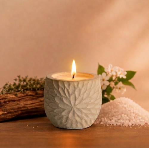 Vela aromatica fragancia exquisita cera de soya y contenedor decorativo de concreto